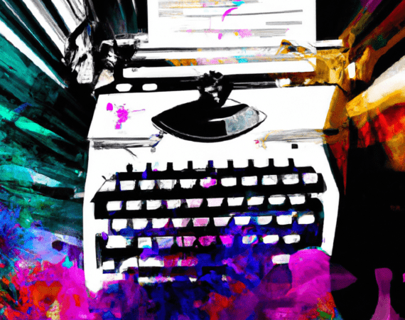 Content Is King - Linguakey Blog Typewriter against a colourful background